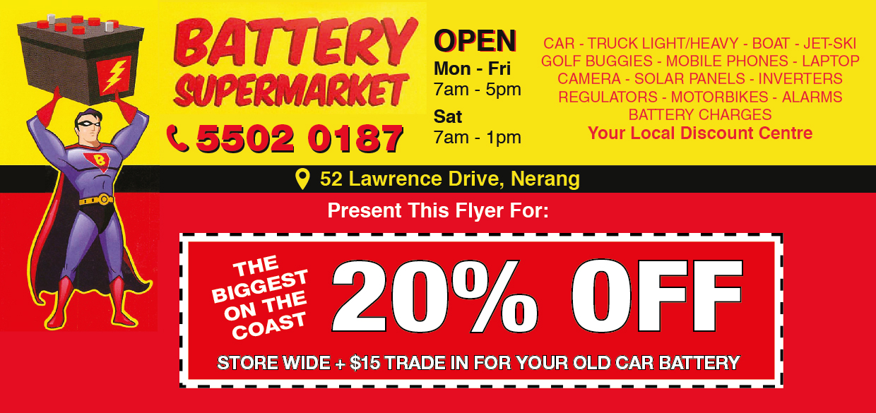 Battery supermarket business flyer